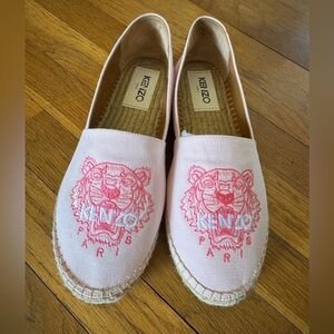 New Kenzo Light Pink Canvas Espadrille Slip-Ons with Natural Jute Insole